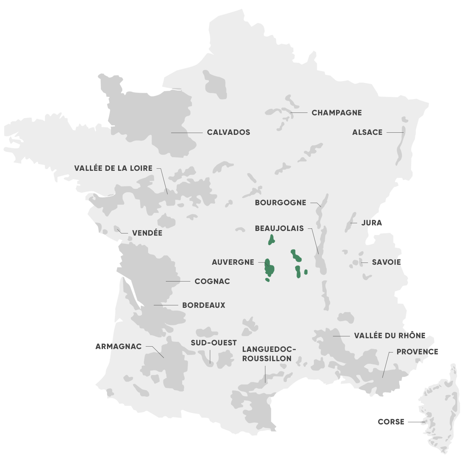 Carte de la région viticole Auvergne